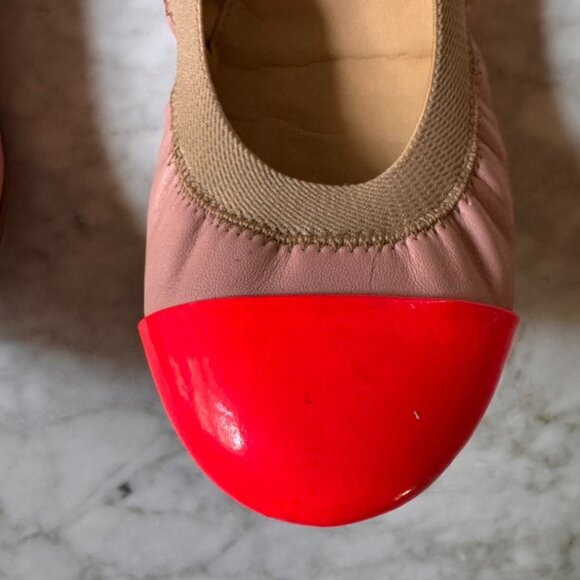 J.Crew Leather Ballet Flats Color Block Blush Coral Pink Size 10 - Picture 8 of 10